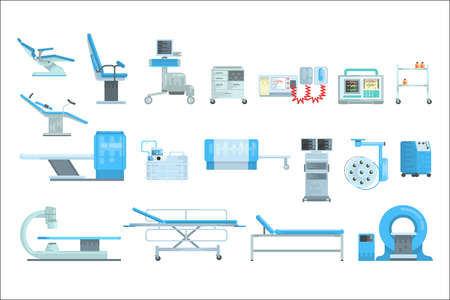 Innovational medical diagnostic equipment set of vector Illustrations isolated on a white backgroundのイラスト素材