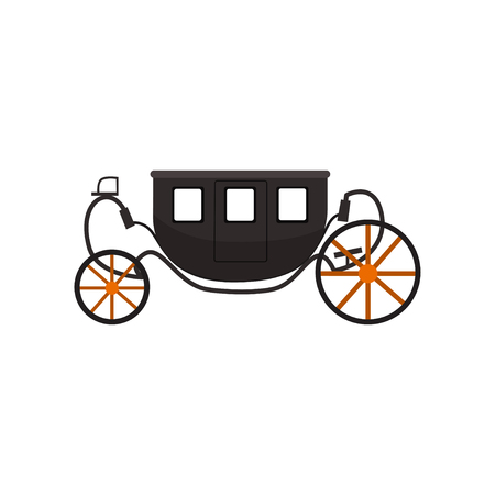 Black vintage brougham, carriage vector Illustration isolated on a white background.のイラスト素材