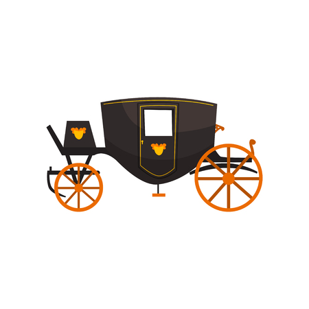 Retro carriage, vintage transport vector Illustration isolated on a white background.のイラスト素材