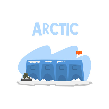 Polar station, expedition to the Arctic vector Illustration isolated on a white background.のイラスト素材