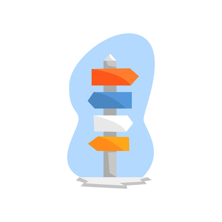 Crossroad direction post in winter, expedition to the Arctic vector Illustration isolated on a white background.のイラスト素材