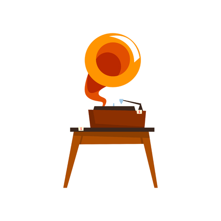 Antique gramophone, old unnecessary thing, garage sale vector Illustration isolated on a white background.のイラスト素材
