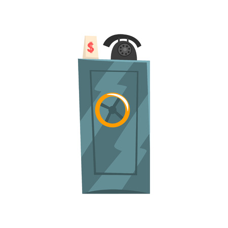 Metal safe box, old unnecessary thing, garage sale vector Illustration isolated on a white background.のイラスト素材