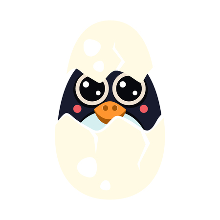 Penguin Baby in an Egg. Vector Illustrationのイラスト素材