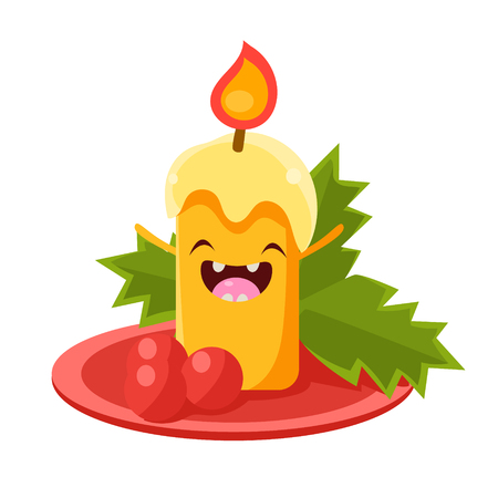 Candle Vector Cheerful Christmas card. Merry Christmas and Happy New Yearのイラスト素材