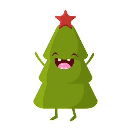 Tree Vector Cheerful Christmas card. Merry Christmas and Happy New Yearのイラスト素材