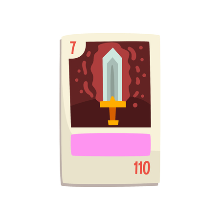 Board game card with magic sword vector Illustration isolated on a white background.のイラスト素材