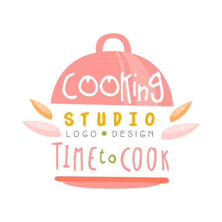 Cooking studio, time to cook design, kitchen emblem can be used for culinary class, course, school hand drawn vector Illustrationのイラスト素材
