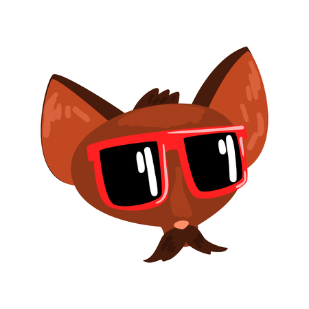 Dog animal wearing sunglasses, animal portrait cartoon vector Illustration isolated on a white background.のイラスト素材