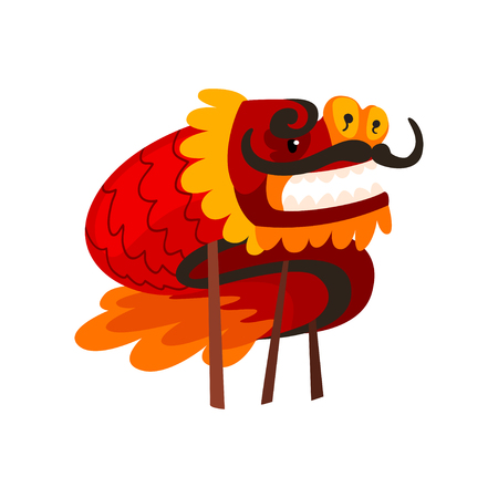 Red dragon Chinese traditional symbol vector Illustration on a white backgroundのイラスト素材