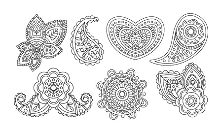 Elegance vintage design elements, floral hand drawn mandala stylized ornaments vector Illustration isolated on a white background.のイラスト素材