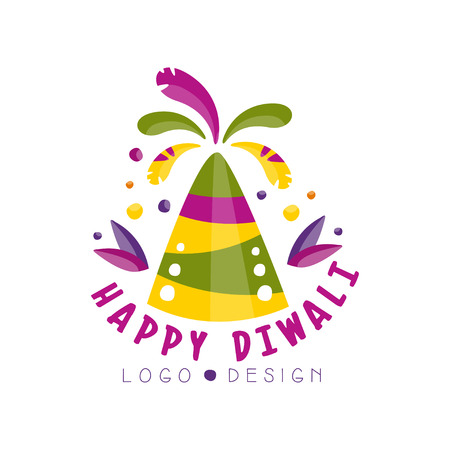 Happy Diwali logo design, festival of lights colorful label, poster, invitation, flyer, greeting card template vector Illustrationのイラスト素材