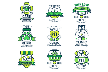Pet clinic set, high quality, best care 1978 vector Illustrationsのイラスト素材