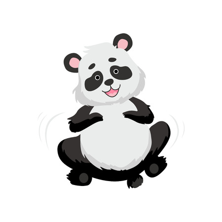 Cute Happy Baby Panda Bear, Smiling Lovely Animal Character Vector Illustration on White Background.のイラスト素材