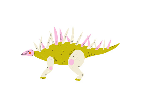 Colorful Carnotaurus Dinosaur, Cute Prehistoric Animal Vector Illustrationのイラスト素材