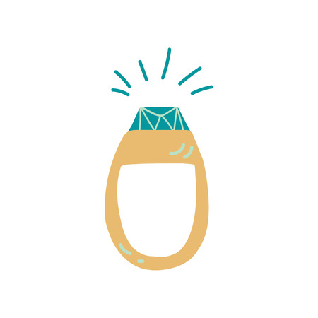 Gold Ring with Sparkling Stone, Fashion Jewelry Accessory Vector Illustration on White Background.のイラスト素材