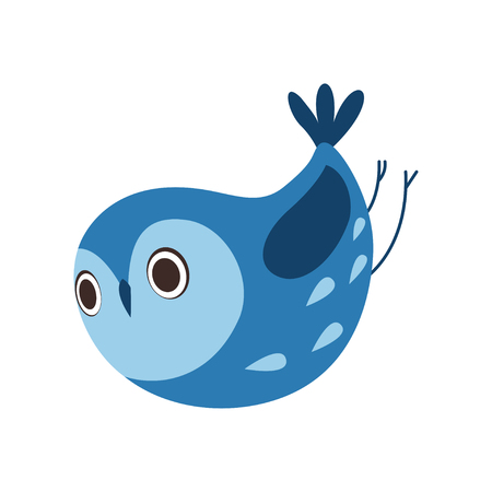Cute Blue Owlet Flying, Adorable Owl Bird Vector Illustration on White Background.のイラスト素材