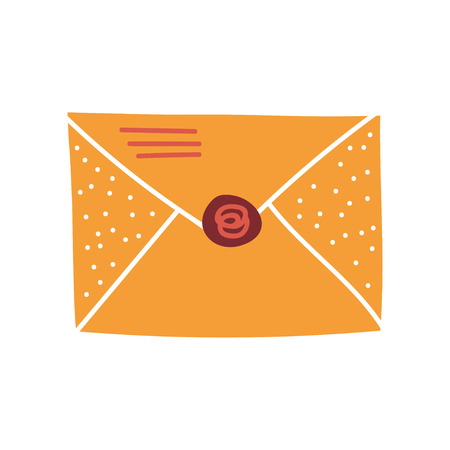 Blank Retro Mail Envelope with Seal Vector Illustrationのイラスト素材
