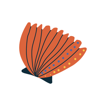 Tropical Orange Shell, Marine Underwater Seashell Vector Illustrationのイラスト素材