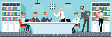 Business meeting, people working in the office vector Illustration in flat style, web designのイラスト素材