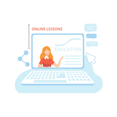 Blogger Creating Content , Commercial Blog Posting Technology Process, Social Media Marketing Vector Illustration on White Background.のイラスト素材