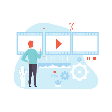 Web Design and Development, Digital Content Creative Technology Process Vector Illustrationのイラスト素材