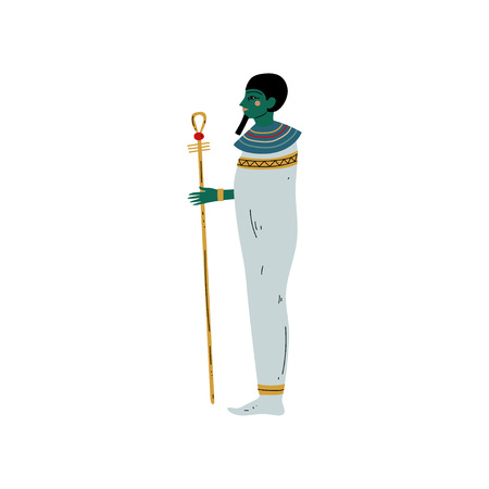 Osisris God, Symbol of Ancient Egyptian Culture Vector Illustration on White Background.のイラスト素材