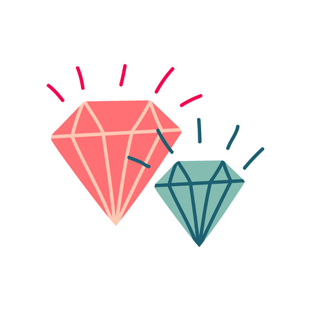 Shining Crystals, Magic Stones, Witchcraft Attribute Vector Illustrationのイラスト素材