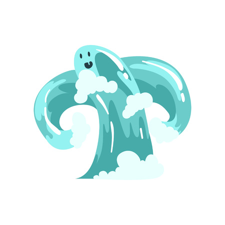 Water Monster Cartoon Character, Fantasy Elemental Creature Vector Illustrationのイラスト素材