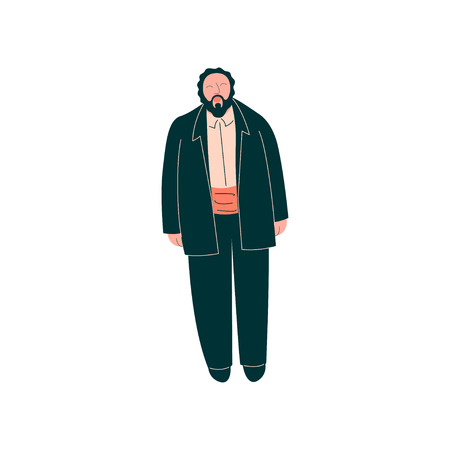 Male Opera Singer Performing On Stage, Man Giving Representation in Tuxedo Vector Illustrationのイラスト素材