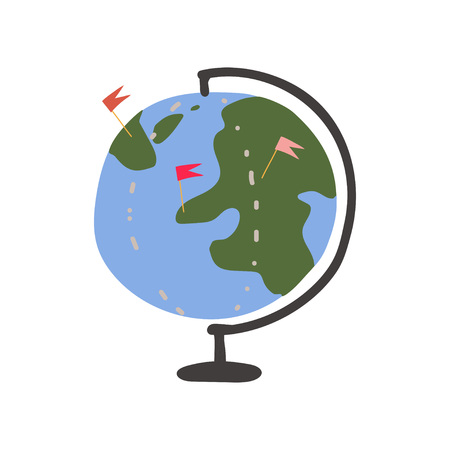 Earth Globe, Summer Travel Sign Symbol Vector Illustration on White Background.のイラスト素材