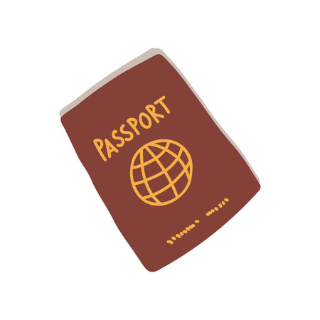 Passport, Red International Document, Travel Symbol Vector Illustration on White Background.のイラスト素材