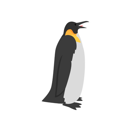 Cute Penguin Arctic Bird, Side View Vector Illustrationのイラスト素材