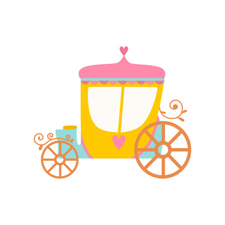 Beautiful Princess Fairytale Carriage Cartoon Vector Illustration on White Background.のイラスト素材