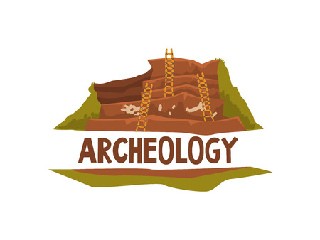 Archeology Science Poster Banner Template Vector Illustrationのイラスト素材