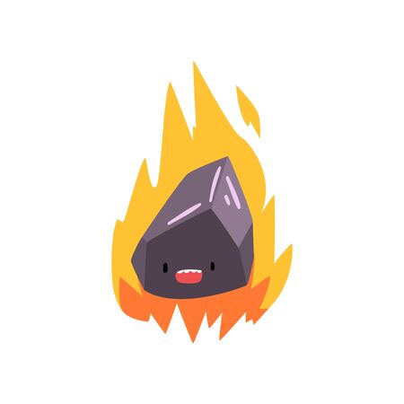 Cute Fire Monster, Funny Colorful Alien Cartoon Character Vector Illustration on White Background.のイラスト素材
