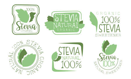 Set of stevia cartoon vector illustrationのイラスト素材