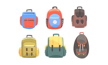 Set of backpacks for hiking. Vector illustration on a white background.のイラスト素材