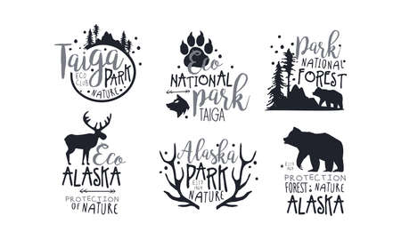 Set of black icons in support of forest protection. Vector illustration.のイラスト素材