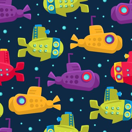 Submarine pattern. Vector illustration on a dark blue background.のイラスト素材