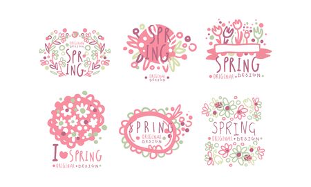 Tender Spring Labels   with Original Design Concept Vector Setのイラスト素材