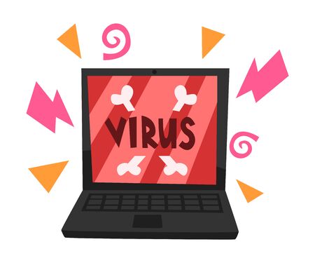 Virus Attacking the Laptop Vector Illustrated Conceptのイラスト素材