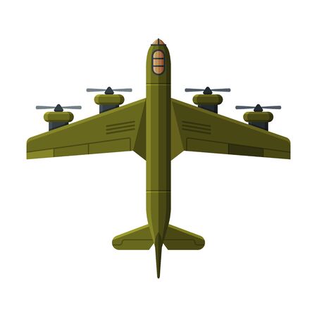 Green Flying Aircraft, Military Air Transport Vector Illustration on White Background.のイラスト素材