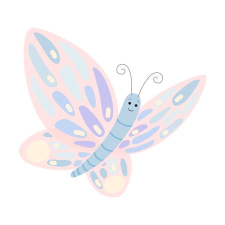 Cartoon Butterfly with Spread Wings Vector Illustrationのイラスト素材