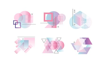 Collection of Abstract Badges of Various Geometric Shapes Vector Illustrationのイラスト素材