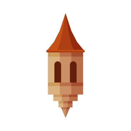 Part of Castle Tower, Medieval Ancient Fortress Element Vector Illustrationのイラスト素材