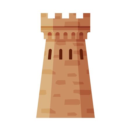 Medieval Donjon Tower, Part of Ancient Fortress or Castle Vector Illustrationのイラスト素材