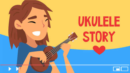 Young Woman Streaming Her video Vector Illustration. Entertainment review Conceptのイラスト素材