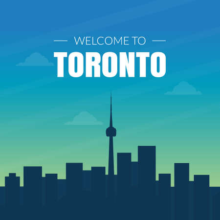 Modern Toronto Canada City Skyline, Banner, Placard or Web Page Vector Illustrationのイラスト素材