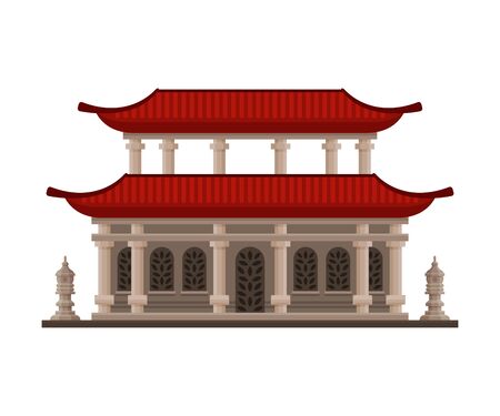 Traditional Chinese, Building, Pagoda, Cultural Oriantal Architecture Object Vector Illustrationのイラスト素材